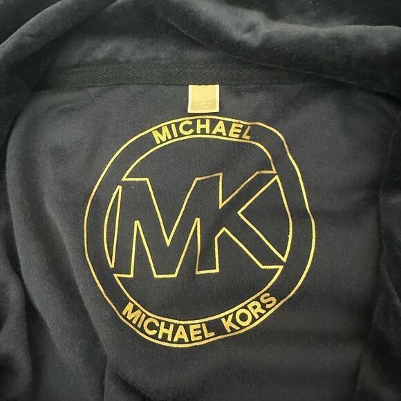 Michael Kors Womens Velvet Blue Full‎ Zip Jacket Mock Neck Size Large Pockets - Picture 6 of 10